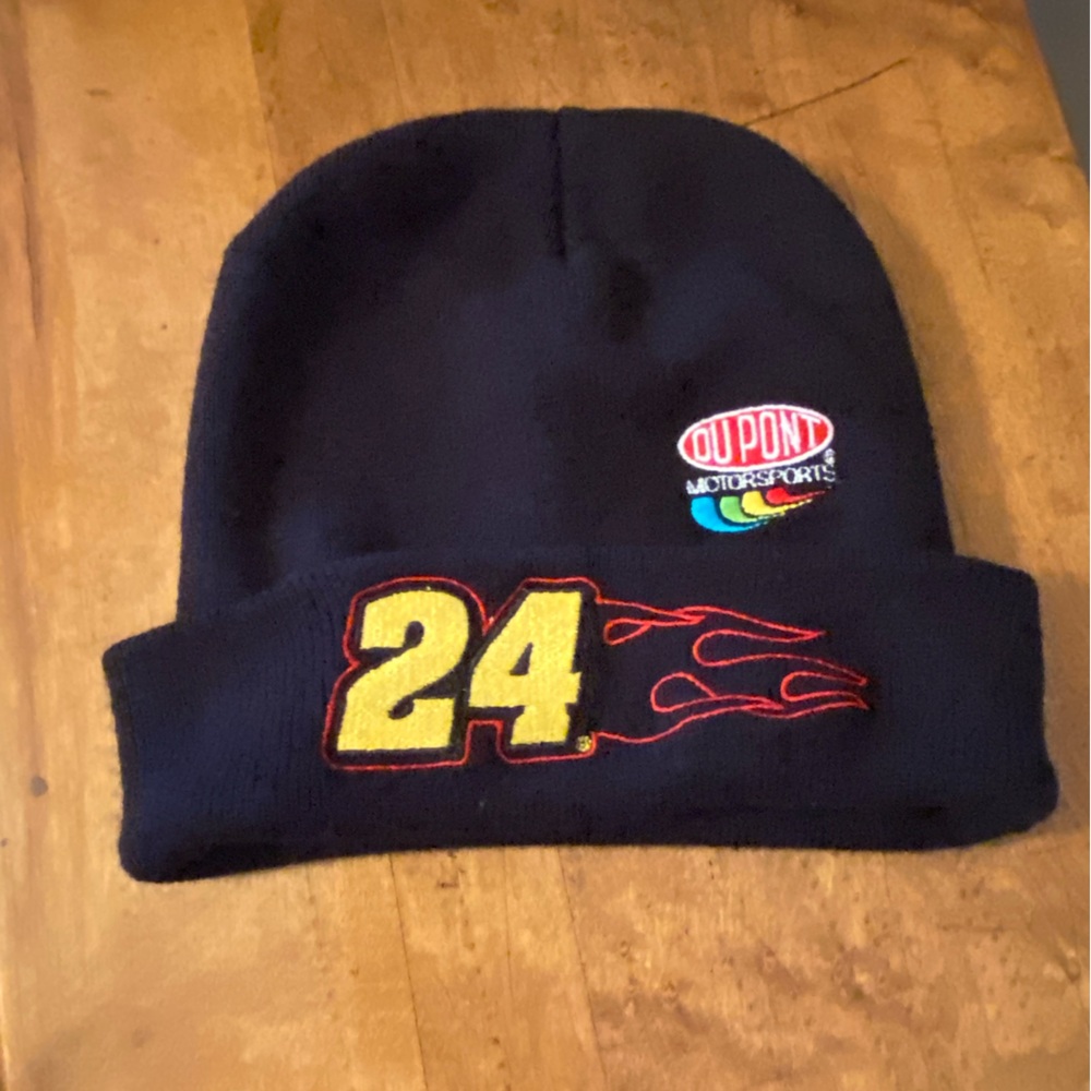 Vintage Jeff Gordon #24 NASCAR DuPont Racing Team Beanie Hats Unisex Adult